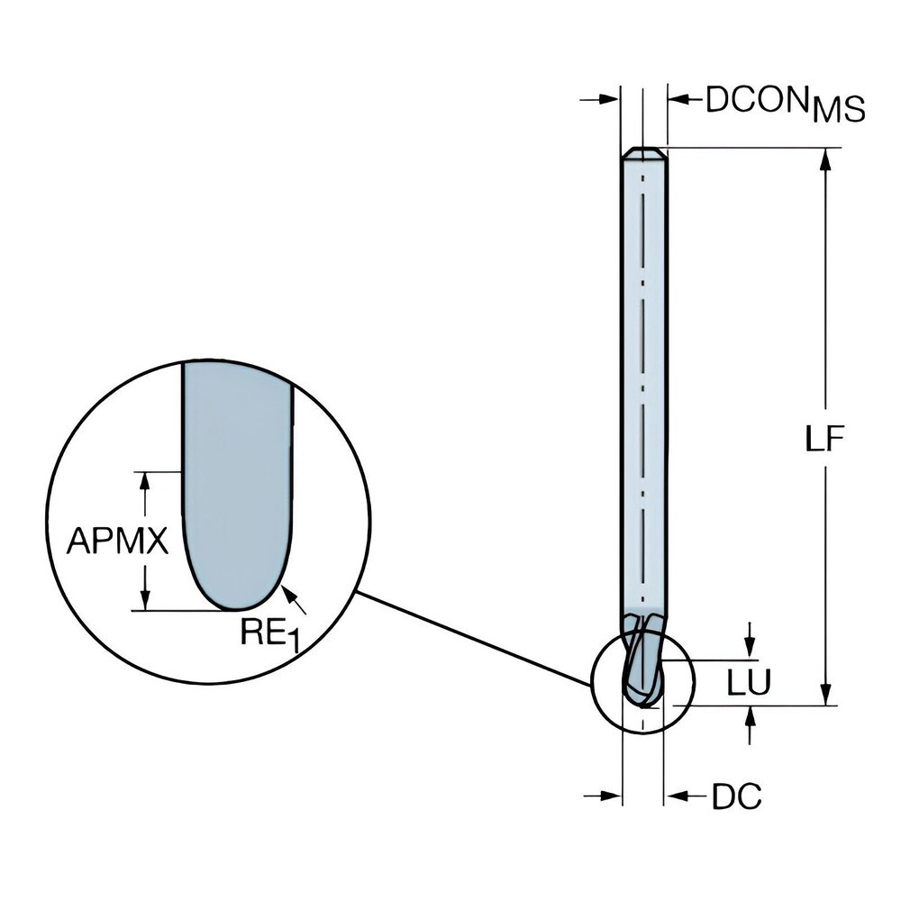 Sandvik Coromant - Ball End Mill: 4.00 Mm Dia, 6.00 Mm LOC, 2 Flute ...