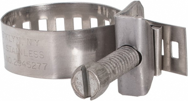 Worm Gear Clamp: SAE 12, 11/16 to 1-1/4" Dia, Stainless Steel Band