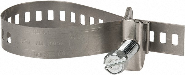 Worm Gear Clamp: SAE 20, 11/16 to 1-3/4" Dia, Stainless Steel Band