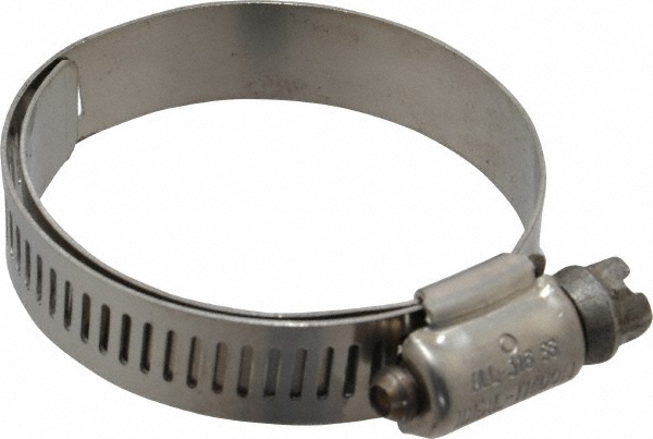 Worm Gear Clamp: SAE 24, 1-1/16 to 2" Dia, Stainless Steel Band