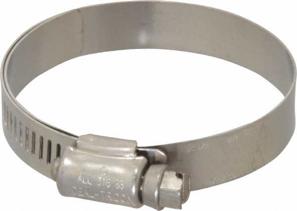 Worm Gear Clamp: SAE 32, 1-9/16 to 2-1/2" Dia, Stainless Steel Band