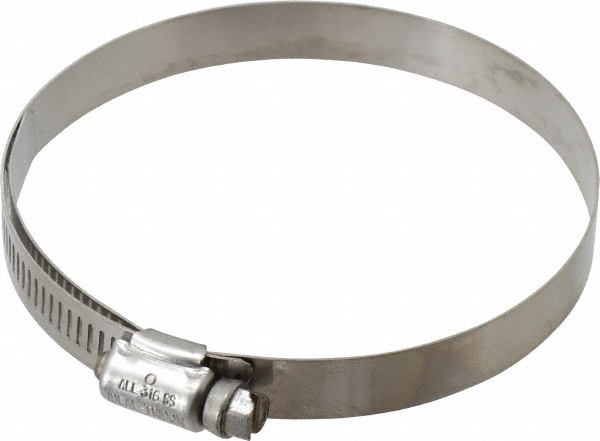Worm Gear Clamp: SAE 56, 3-1/16 to 4" Dia, Stainless Steel Band