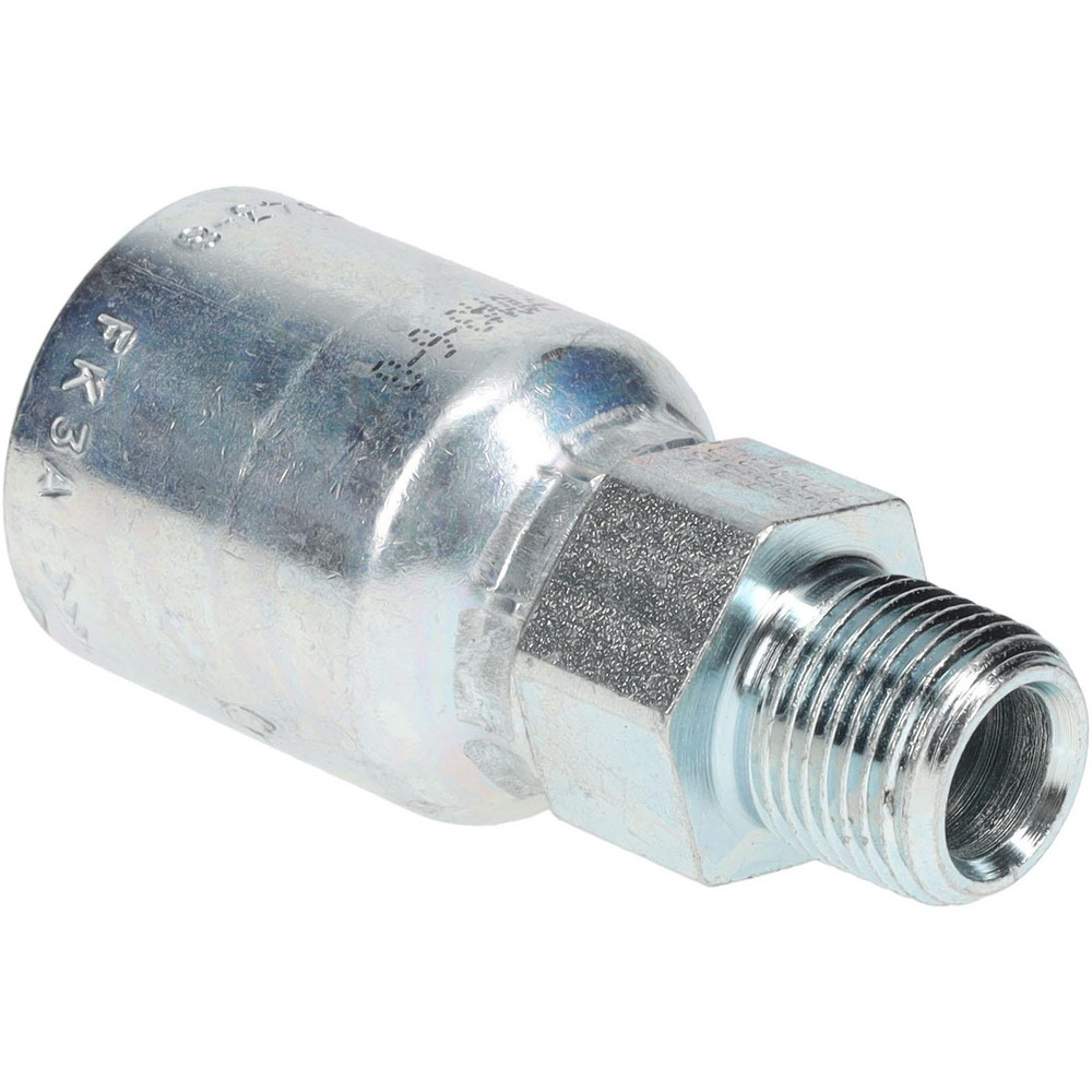 Hydraulic Hose Male Rigid Fitting: 0.5" ID, 8 mm, 3/8-18, 10,000 psi