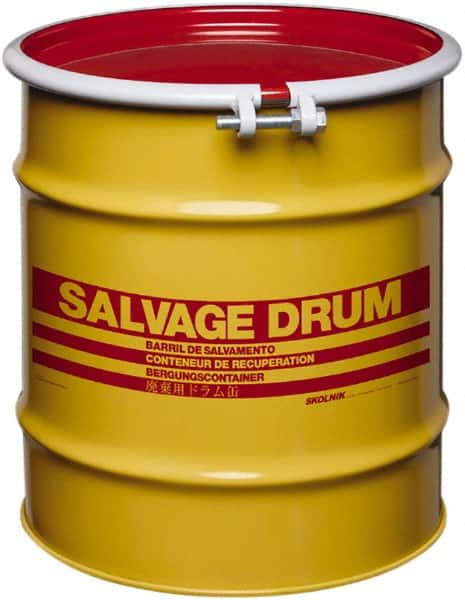 Skolnik MHM2001 Salvage Drum: 20 gal, 1A2/X220/S UN Rating Solid, 1A2/Y1.5/150 UN Rating Liquid, Yellow 