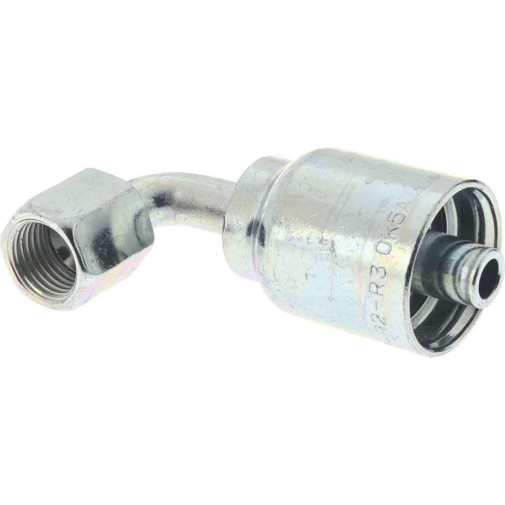 Parker 13943-6-6 Hydraulic Hose Short Drop Female JIC Swivel 90 ° Elbow: 0.375" ID, 6 mm, 9/16-18 Image