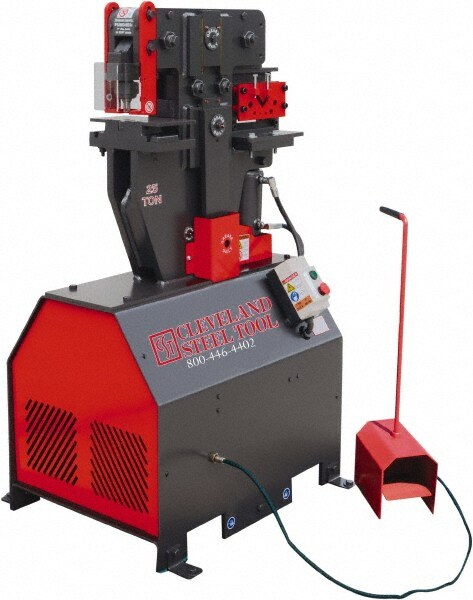 Ironworker: 5-1/2" Throat Depth, 25 Ton Punch, 3-1/2" Hole