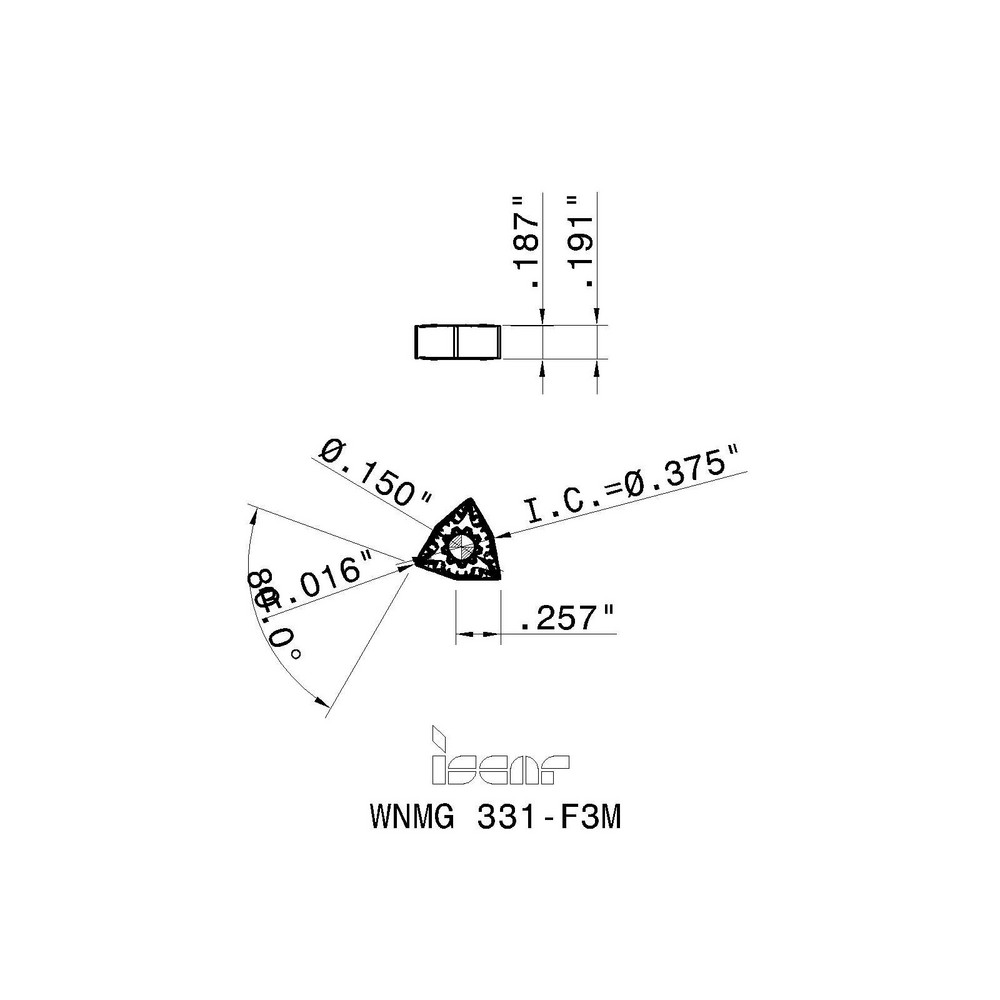 Iscar Turning Insert WNMG331F3M IC6015, Carbide MSC Industrial