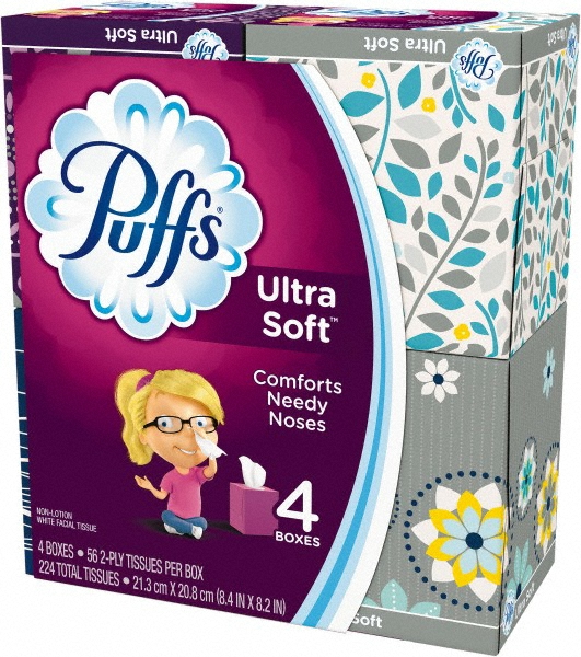 Puffs Case of 6 4 Count 56Sheet Decorative Boxes of White Facial Tissues  2 Ply  Part PGC35295