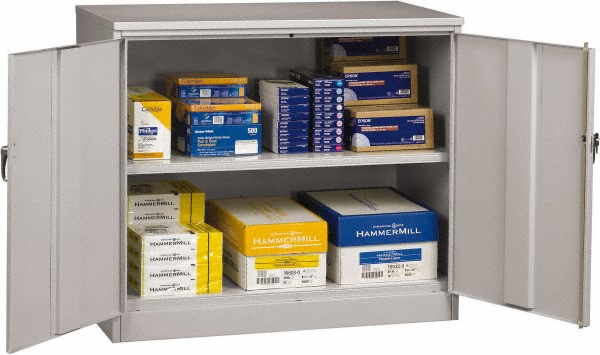 Tennsco 2 Shelf Locking Storage Cabinet - Steel, 48" Wide x 18" Deep x 42" High | Part #J1842A-LGY
