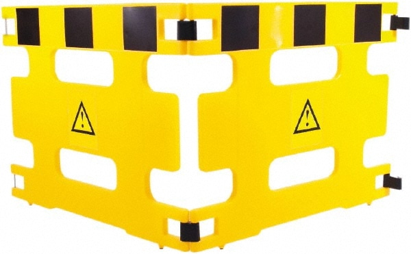 Value Collection 2R1 Folding Barricade: 36" High, Plastic Frame, Black & Yellow Image