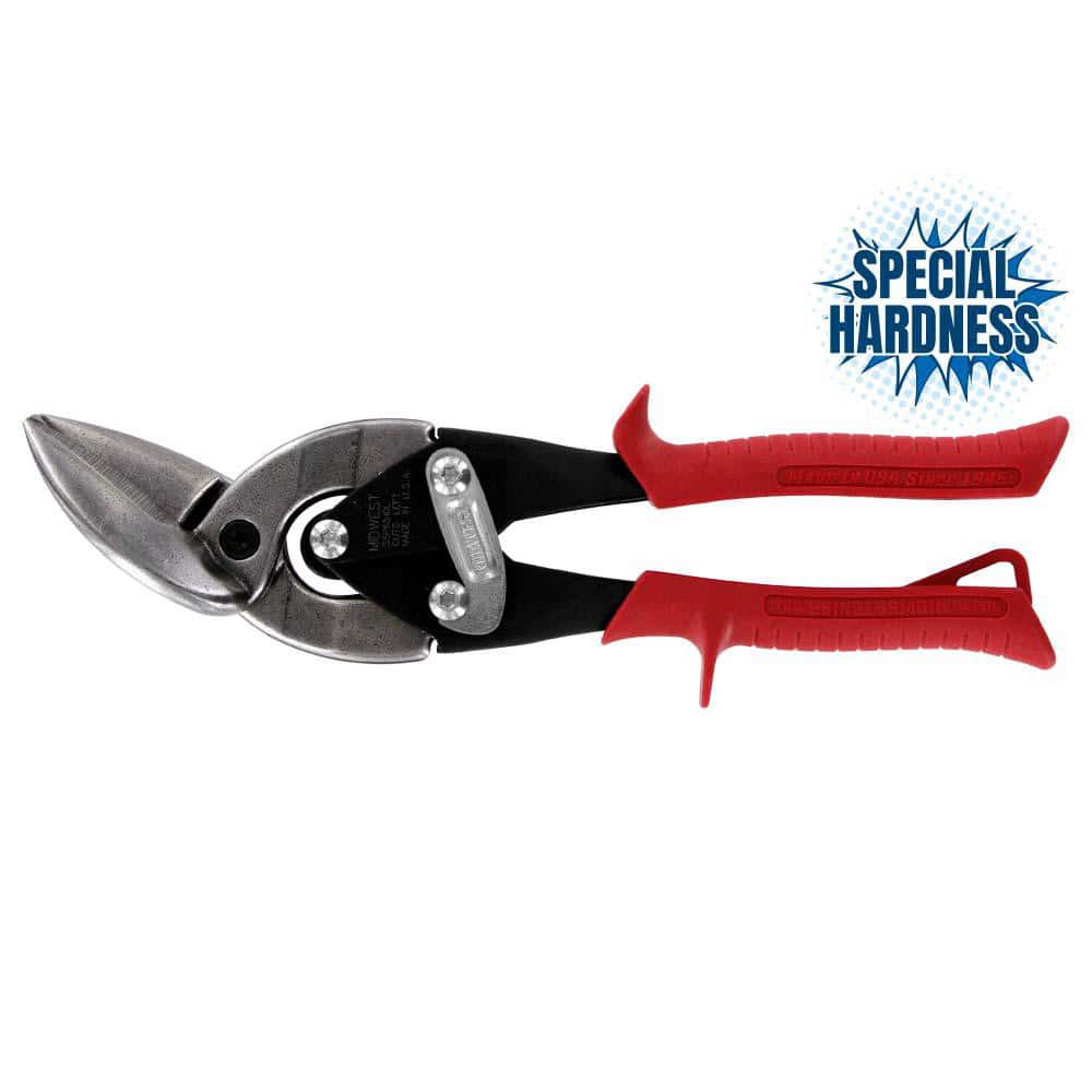 Midwest Snips MWT-SS6510L Offset Aviation Snips: 9-3/4" OAL, 1-1/4" LOC, Molybdenum Alloy Steel Blades 