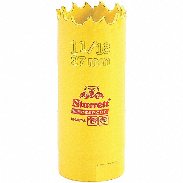 Hole Saw: 1-1/16" Saw Dia, 2" Cut Depth - Steel, Toothed Edge