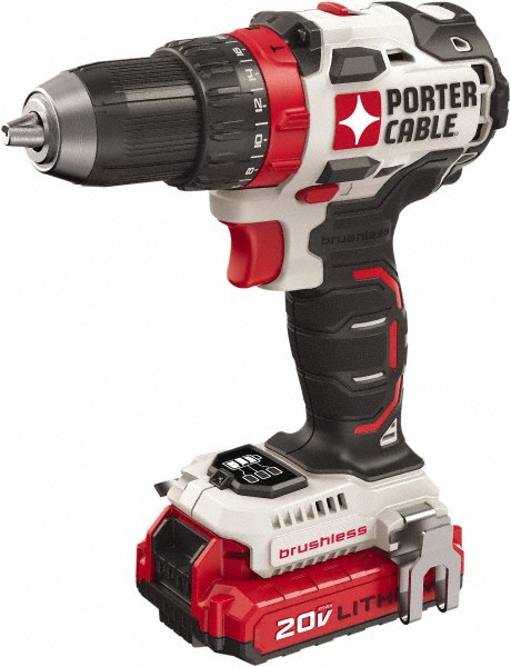 Cordless Drill: 20V, 1/2" Chuck, 0 to 1,800 RPM - Keyless Chuck, Reversible, 2 Lithium-ion PCC680L Battery Included