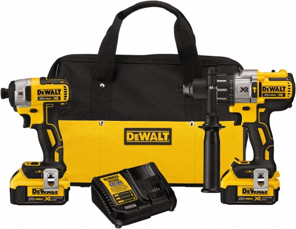 20.00 Volt Cordless Tool Combination Kit  - Includes DCD996 1/2 in Brushless Hammerdrill, DCF887 Brushless 1/4 in Impact Driver 