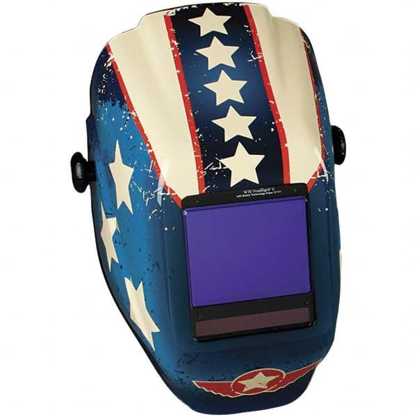 Jackson Safety 46118 Welding Helmet with Digital Controls: Red White & Blue, Nylon, Shade 5 to 8 & 9 to 13, Ratchet Adjustment 