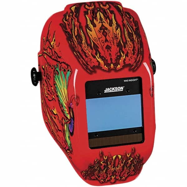Jackson Safety 46109 Welding Helmet with Digital Controls: Red, Nylon, Shade 9 to 13, Ratchet Adjustment 