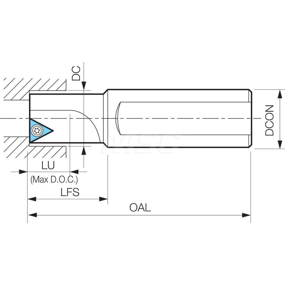 Kyocera 0.558" Diam, 0.54" Max Depth, 3/4" Shank Diam, 1 Insert