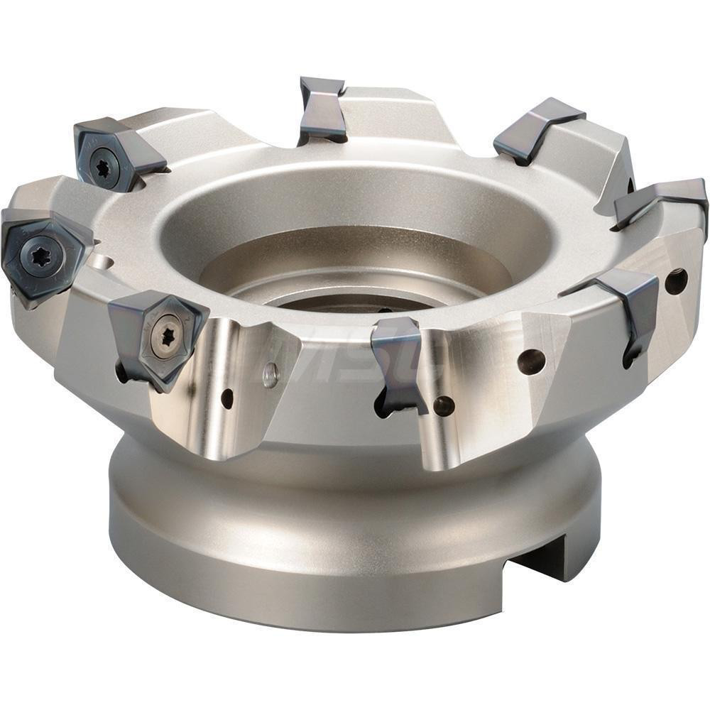 250mm Cut Diam, 47.63mm Arbor Hole Diam, 8mm Max Depth, Indexable Square-Shoulder Face Mill - Takes 14 Inserts, 0° Lead Angle, 63mm High, WNMU 0806 Insert Style, Series M-Six