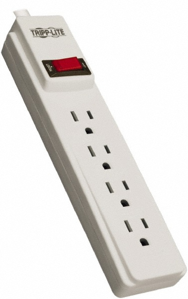 4 Outlets, 120 VAC15 Amps, 10' Cord, Power Outlet Strip - Keyhole, Tab Mount, 5-15 NEMA Configuration, 12.2" Strip