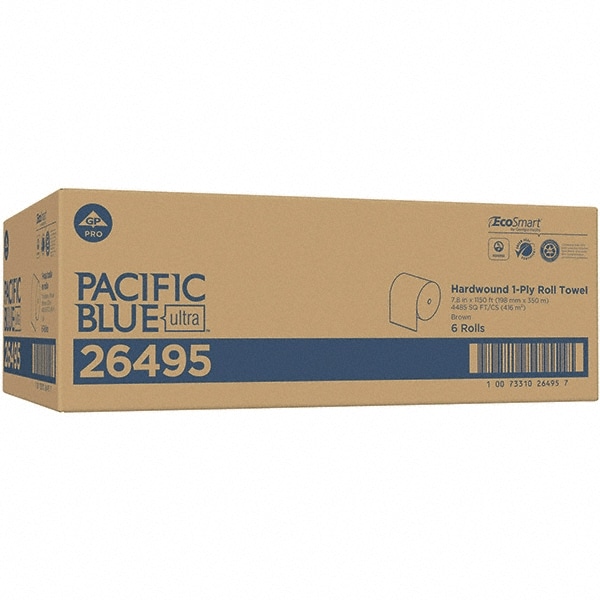 Paper Towels: Hard Roll, 6 Rolls, Roll, 1 Ply, Brown