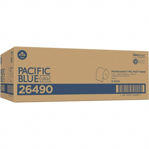 Paper Towels: Hard Roll, 6 Rolls, Roll, 1 Ply, White