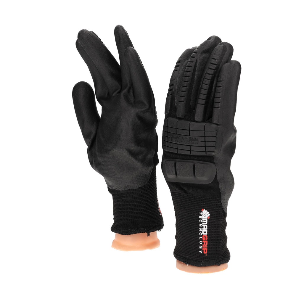 PRO-SAFE Size Large (9) Nitrile Coated Nylon/Nitrile Work Gloves Palm & Fingers Coated, Slip-On Cuff, Black, Paired MSCEIFNL - 50585728