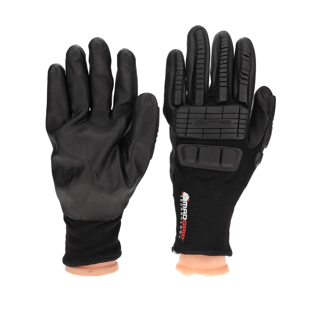 PRO-SAFE Size Large (9) Nitrile Coated Nylon/Nitrile Work Gloves Palm & Fingers Coated, Slip-On Cuff, Black, Paired MSCEIFNL - 50585728