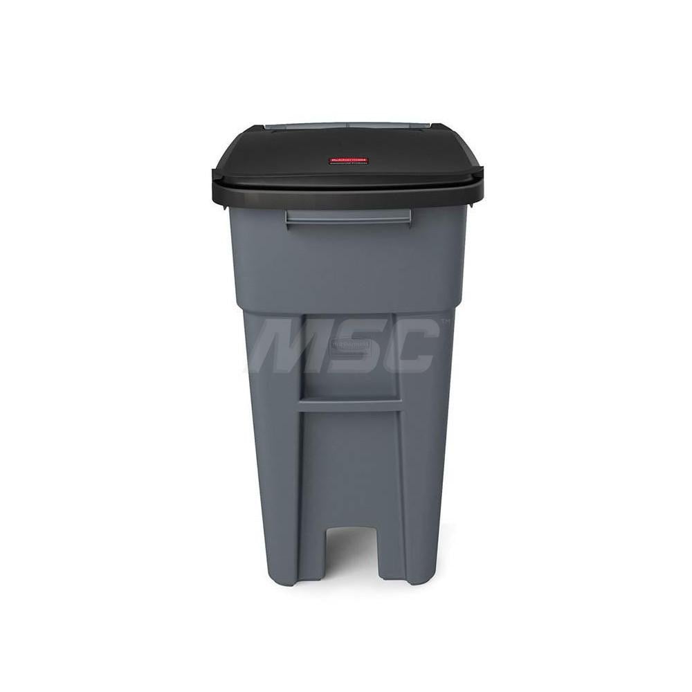 Rubbermaid - Rollout Trash Can: 32 gal, Rectangle, Gray | MSC ...