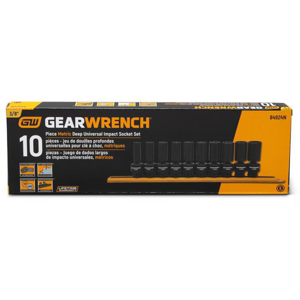 GEARWRENCH Deep Impact Universal Socket Set 10 Pc, 3/8" Drive, 10.00