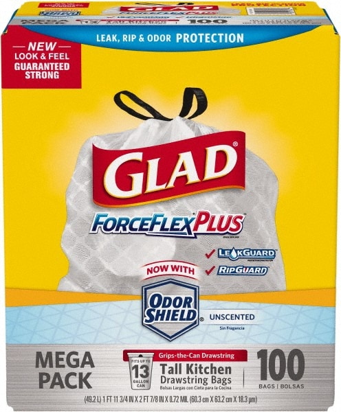 Glad ForceFlex Tall Kitchen Drawstring Trash Bags - 100 count