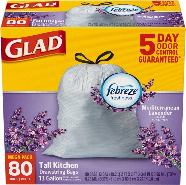 Glad Tall Kitchen Drawstring Trash Bags, 13 Gal, 0.95 Mil, 24 X