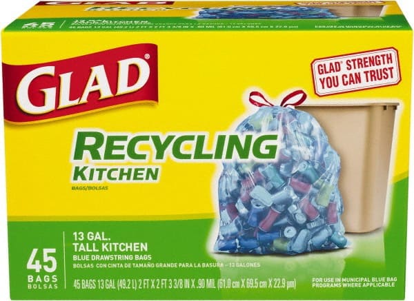 Glad - Household Trash Bags: 13 gal, 0.9 mil, 45 Pack - 50668169 - MSC  Industrial Supply