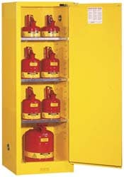 Justrite. 892220 Space Saver Cabinet: Self-Closing, 3 Shelves, Yellow Image