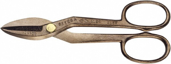 Tinner's Snips: 14" OAL, 4-1/2" LOC, Aluminum Bronze Blades