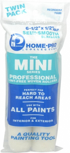 1/2" Nap, Mini Paint Roller - 6-1/2" Wide, Includes Roller Cover