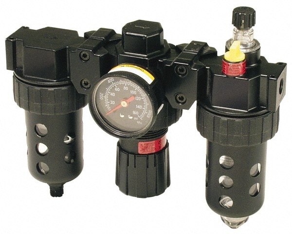 Parker 07B42A18A2BDJ FRL Combination Unit: 3/4 NPT, Standard, 3 Pc Filter-Regulator-Lubricator with Pressure Gauge 