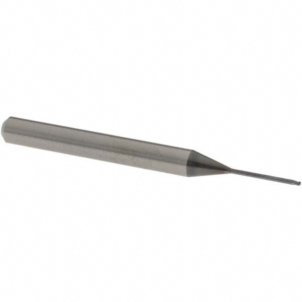 Ball End Mill: 0.0315" Dia, 0.0236" LOC, 2 Flute, Solid Carbide