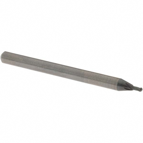 Ball End Mill: 0.0591" Dia, 0.0787" LOC, 2 Flute, Solid Carbide
