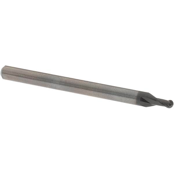 Ball End Mill: 0.0984" Dia, 0.1181" LOC, 2 Flute, Solid Carbide