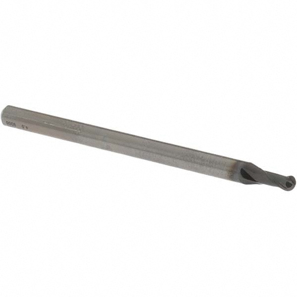 Ball End Mill: 0.1181" Dia, 0.1772" LOC, 2 Flute, Solid Carbide