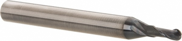 Ball End Mill: 3.00 mm Dia, 8.00 mm LOC, 2 Flute, Solid Carbide - 60.00 mm OAL, 6.00 mm Shank Dia, 30 deg Helix, WXL Finish, Single End, Series 3710