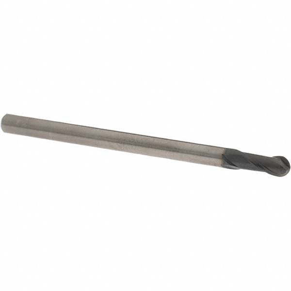 Ball End Mill: 0.2362" Dia, 0.4724" LOC, 2 Flute, Solid Carbide