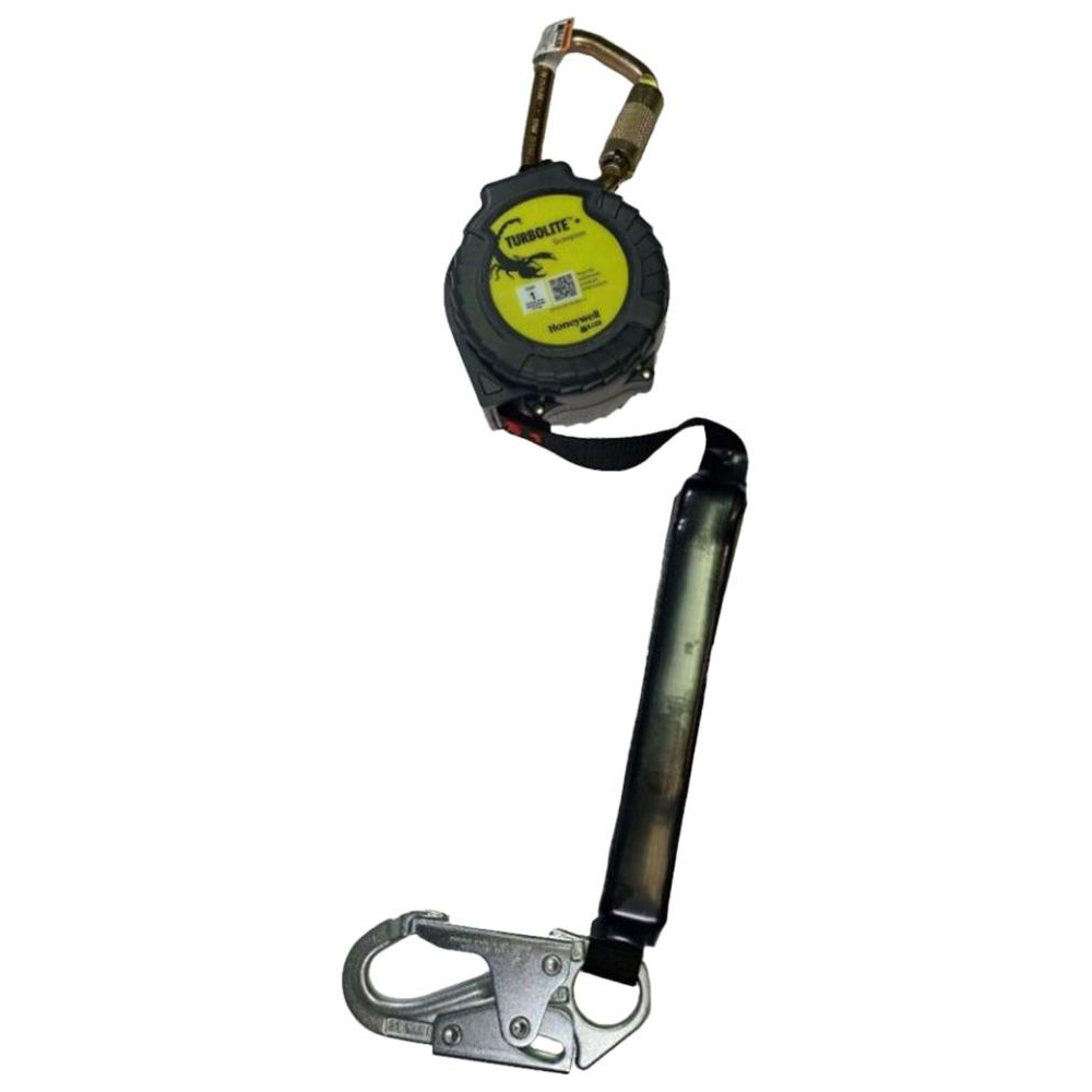 Fall Limiter: 420 lb,  8.000' Line,  Carabiner Connection,  Snap Hook Lanyard End