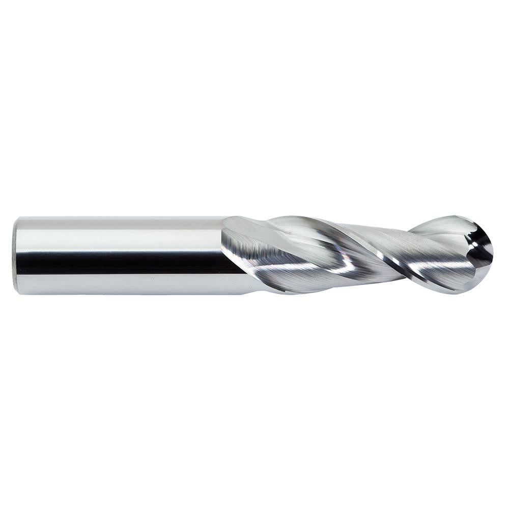 Ball End Mill: 5/16" Dia, 19/64" LOC, 2 Flute(s), Solid Carbide
