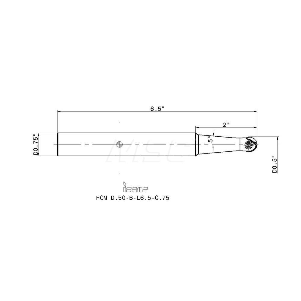 Iscar Indexable Ball Nose End Mill 1/2" Cut Dia, Solid Carbide, 6.5