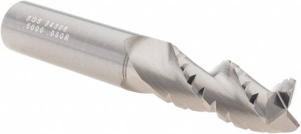 SGS 34306 Corner Radius End Mill: 1/2" Dia, 1-1/4" LOC, 0.03" Radius, 3 Flutes, Solid Carbide Image