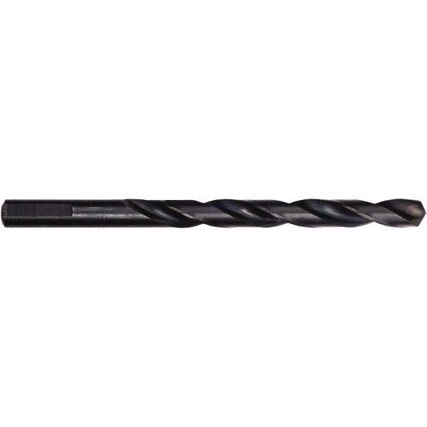 Jobber Length Drill Bit: 3/8" (0.3750) Dia, 135 deg, HSS - Oxide Finish, 5" OAL, Right Hand Cut, Parabolic Flute, 3-Flat Shank, Series 48-89-27