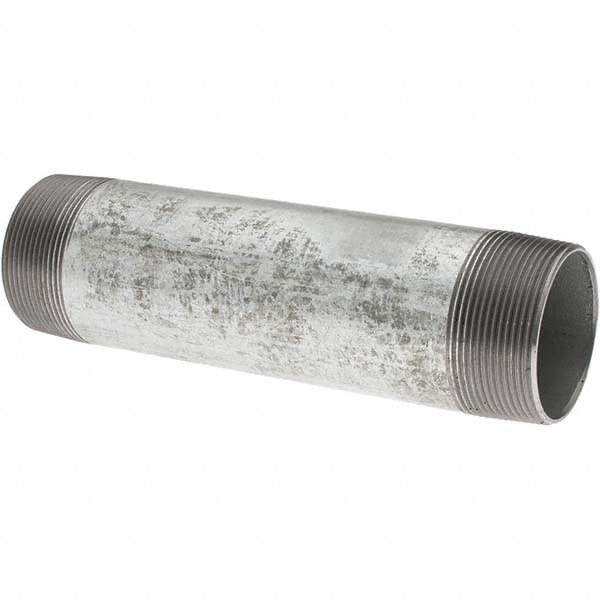 Galvanized Pipe Nipple: 2", 8" Long, Schedule 40, Steel