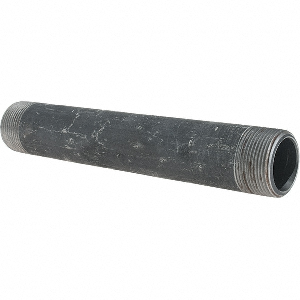 Galvanized Pipe Nipple: 1-1/4-11-1/2", 9" Long, Schedule 80, Steel