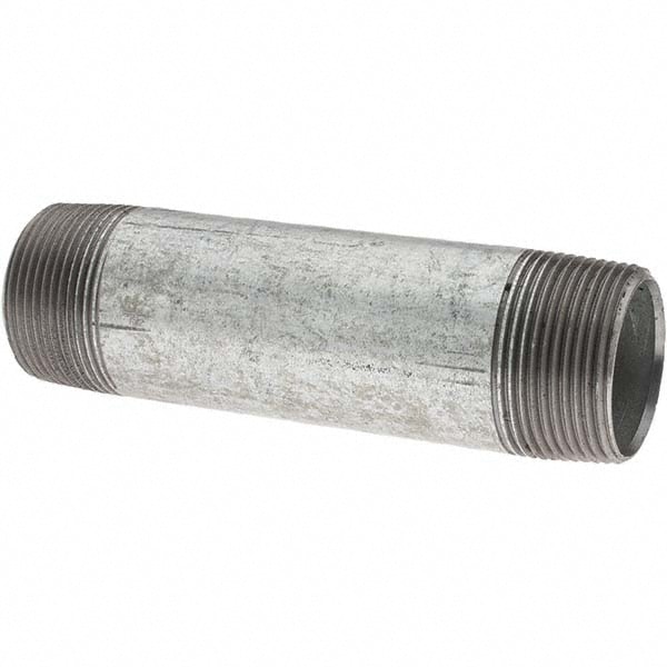 Galvanized Pipe Nipple: 1-1/4", 5-1/2" Long, Schedule 40, Steel